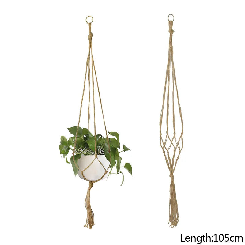 Macrame Plant Hanger – Handmade Hanging Rope Basket for Flower Pots