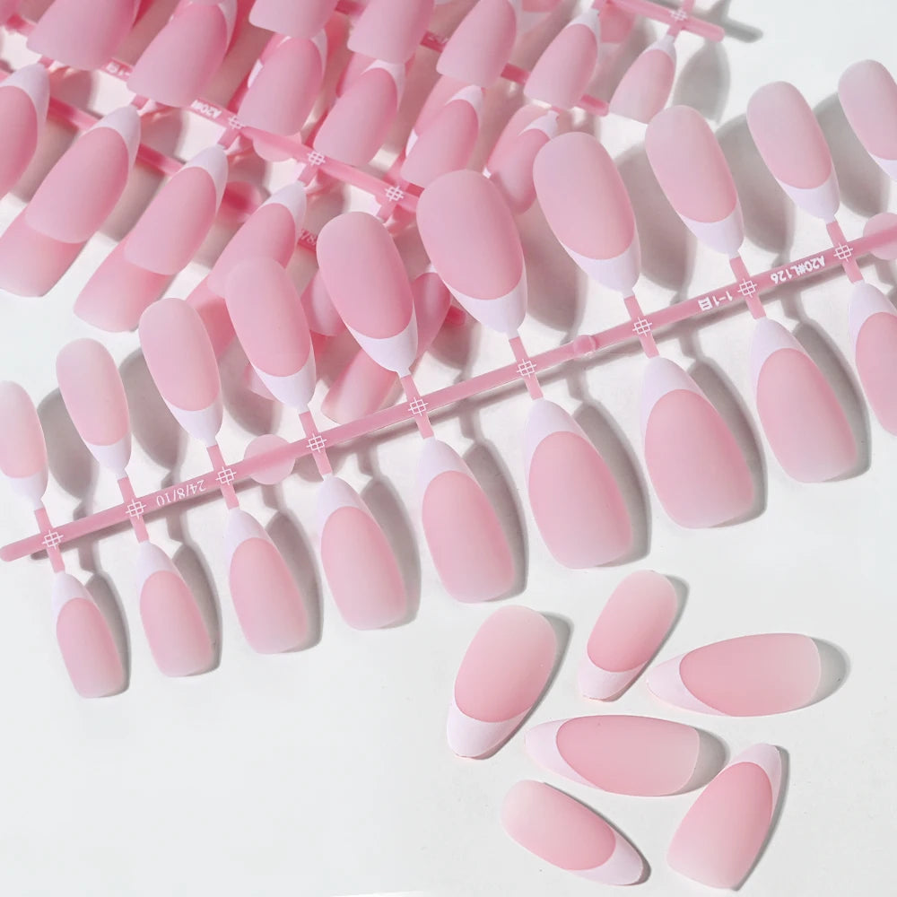 Matte White Press-On Nail Tips – Medium Almond