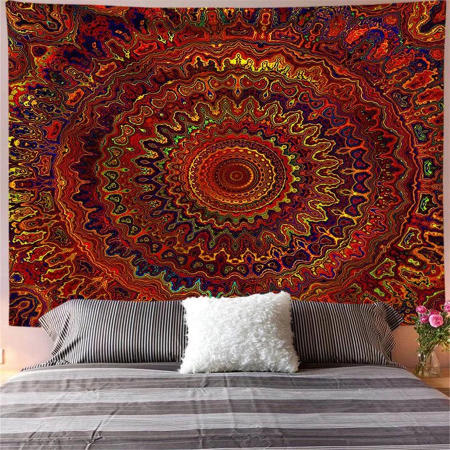 Indian Mandala Wall Tapestry – Boho Psychedelic Wall Hanging Decor