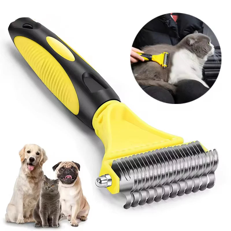 Double Sided Pet Grooming Brush – Undercoat Rake for Dogs & Cats