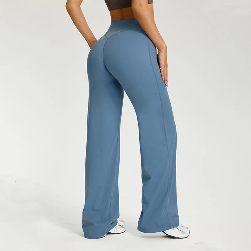 TRY TO BN Women's High Waisted Straight Leg Yoga Pants Gym Leggings Naked Feel Buttery Soft Breathable Running Workout Trousers