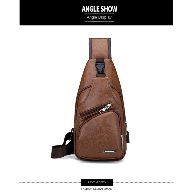 Spot Men's Chest Bag With Headphone Hole USB Shoulder