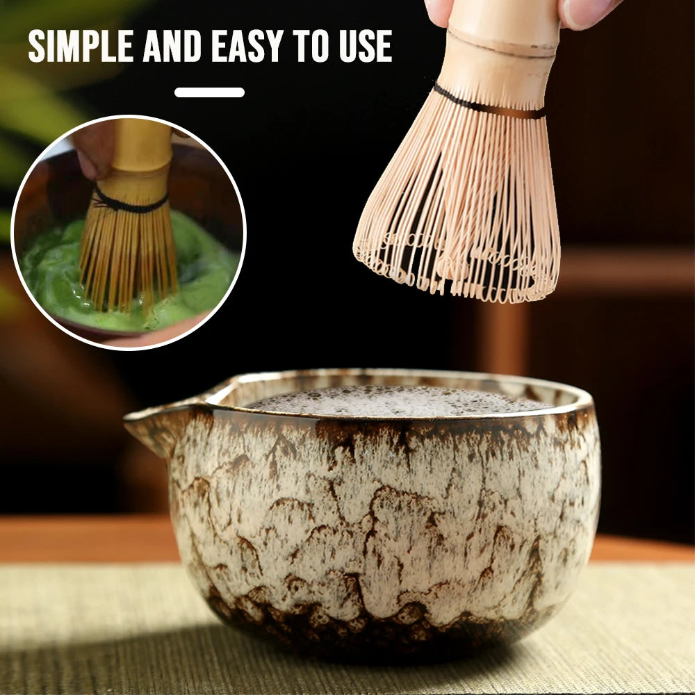 6PCS Japanese Matcha Tea Set with Bamboo Whisk Bowl Scoop & Whisk Holder Traditional Matcha Making Kit