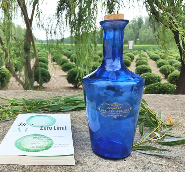 Blue Sun Water Bottle Large Capacity Cleaning Tool Zero Limit Energy Bottle Crystal Glass round Shape Insulated Beverage Cup