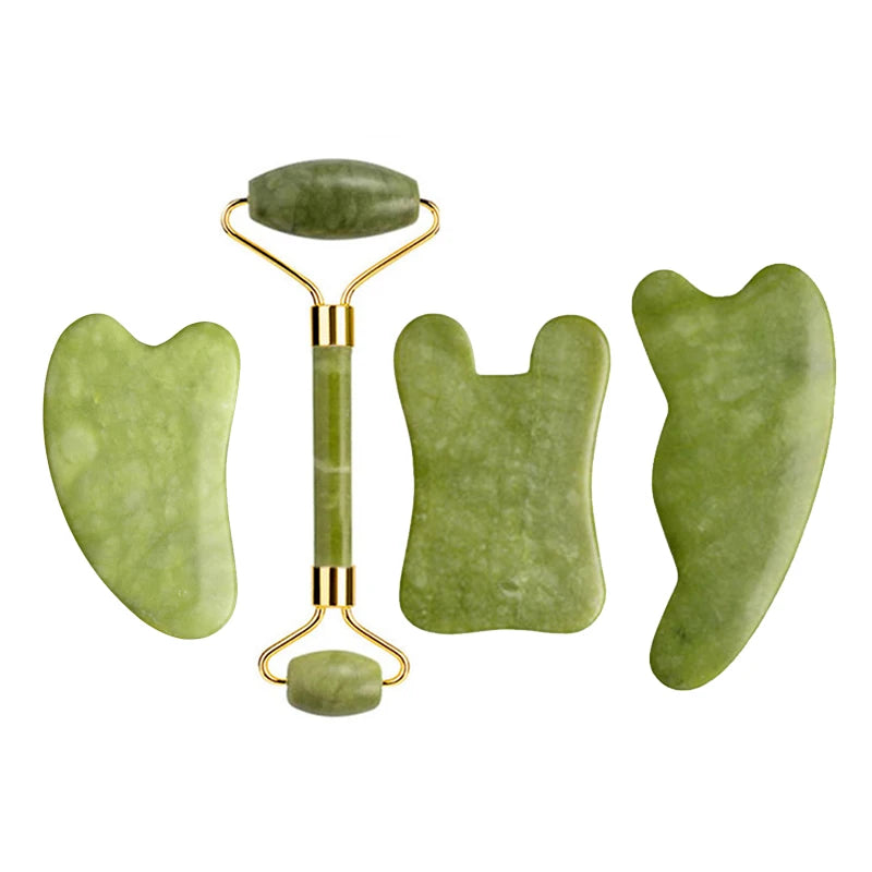 Natural Jade Roller & Gua Sha Set – Facial & Body Massage Tools for Lifting & Anti-Aging