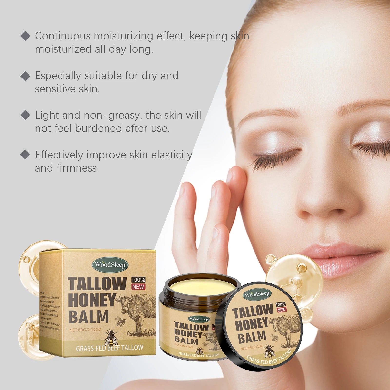Beef Tallow Honey Balm – Organic Face & Body Moisturizer