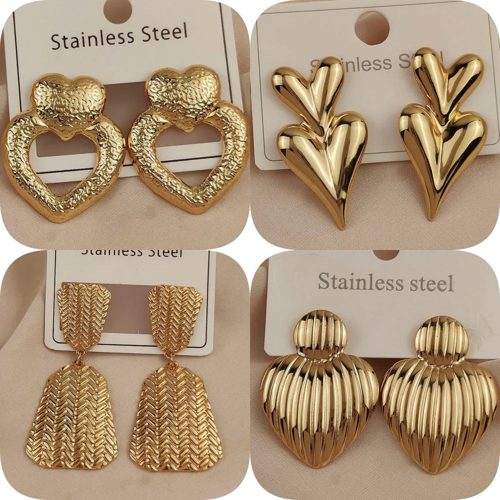 18K Gold-Plated Love Stud Earrings – Waterproof & Non-Fading, Gift for Her