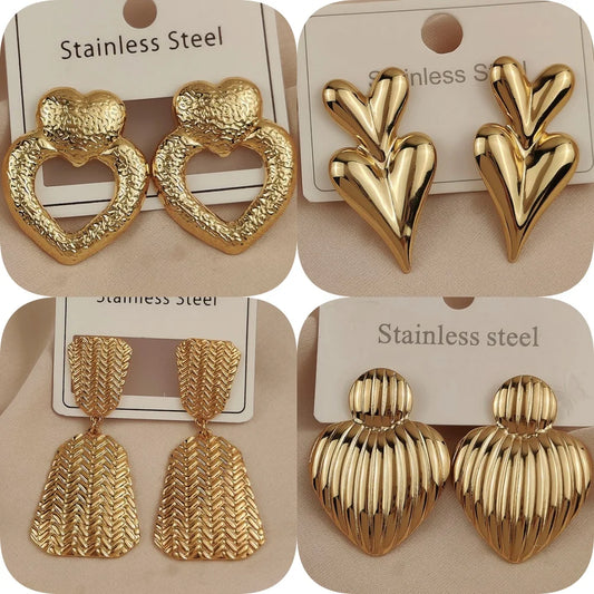 18K Gold-Plated Love Stud Earrings – Waterproof & Non-Fading, Gift for Her