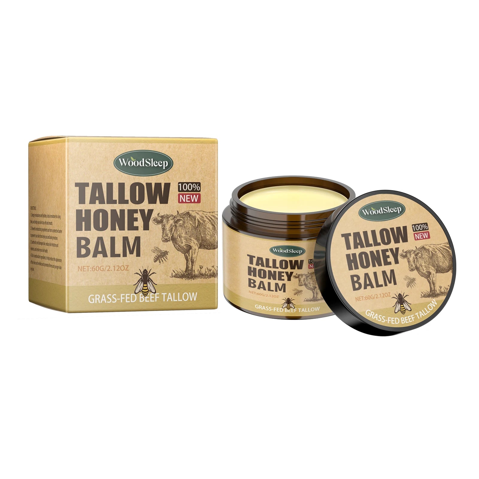 Beef Tallow Honey Balm – Organic Face & Body Moisturizer