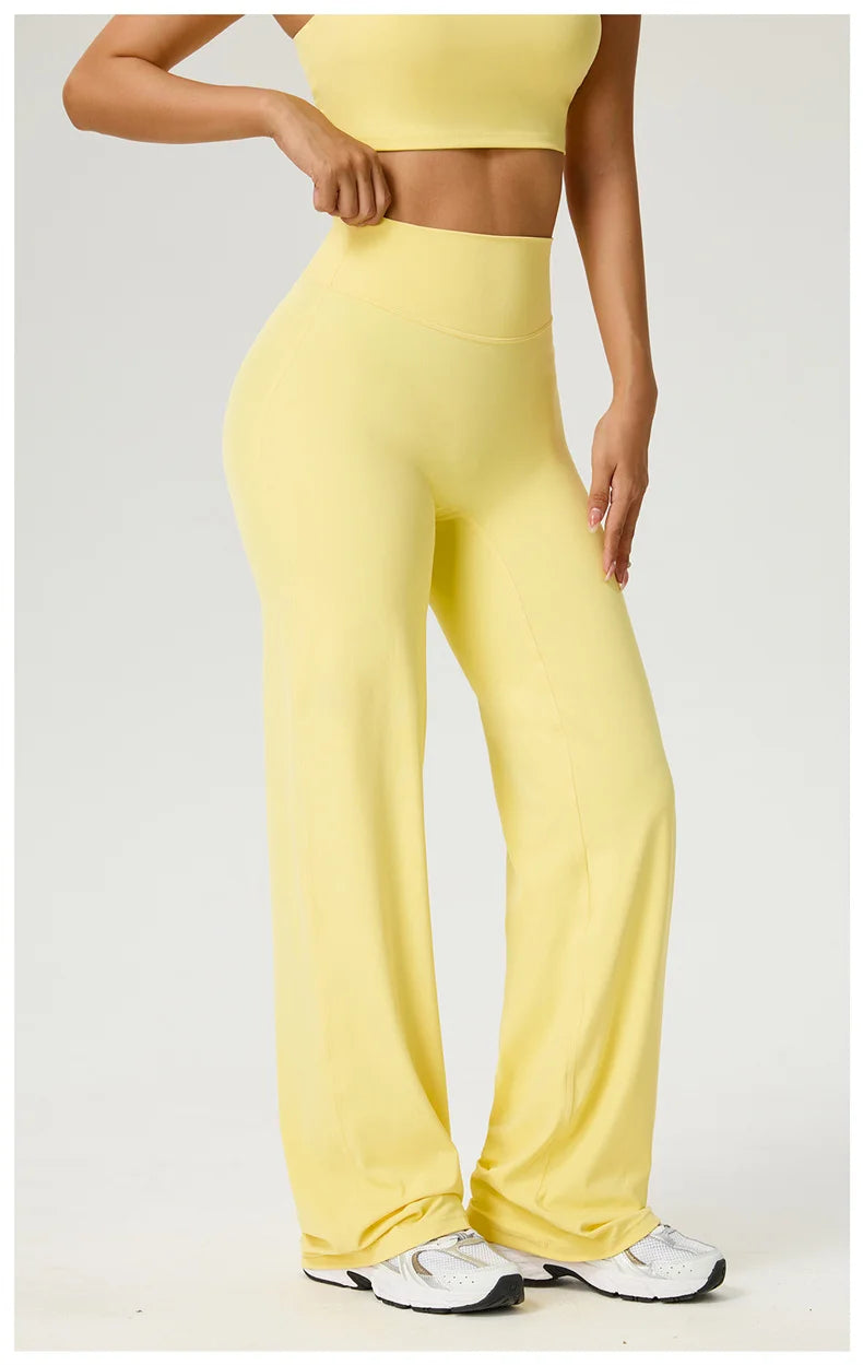 TRY TO BN Women's High Waisted Straight Leg Yoga Pants Gym Leggings Naked Feel Buttery Soft Breathable Running Workout Trousers