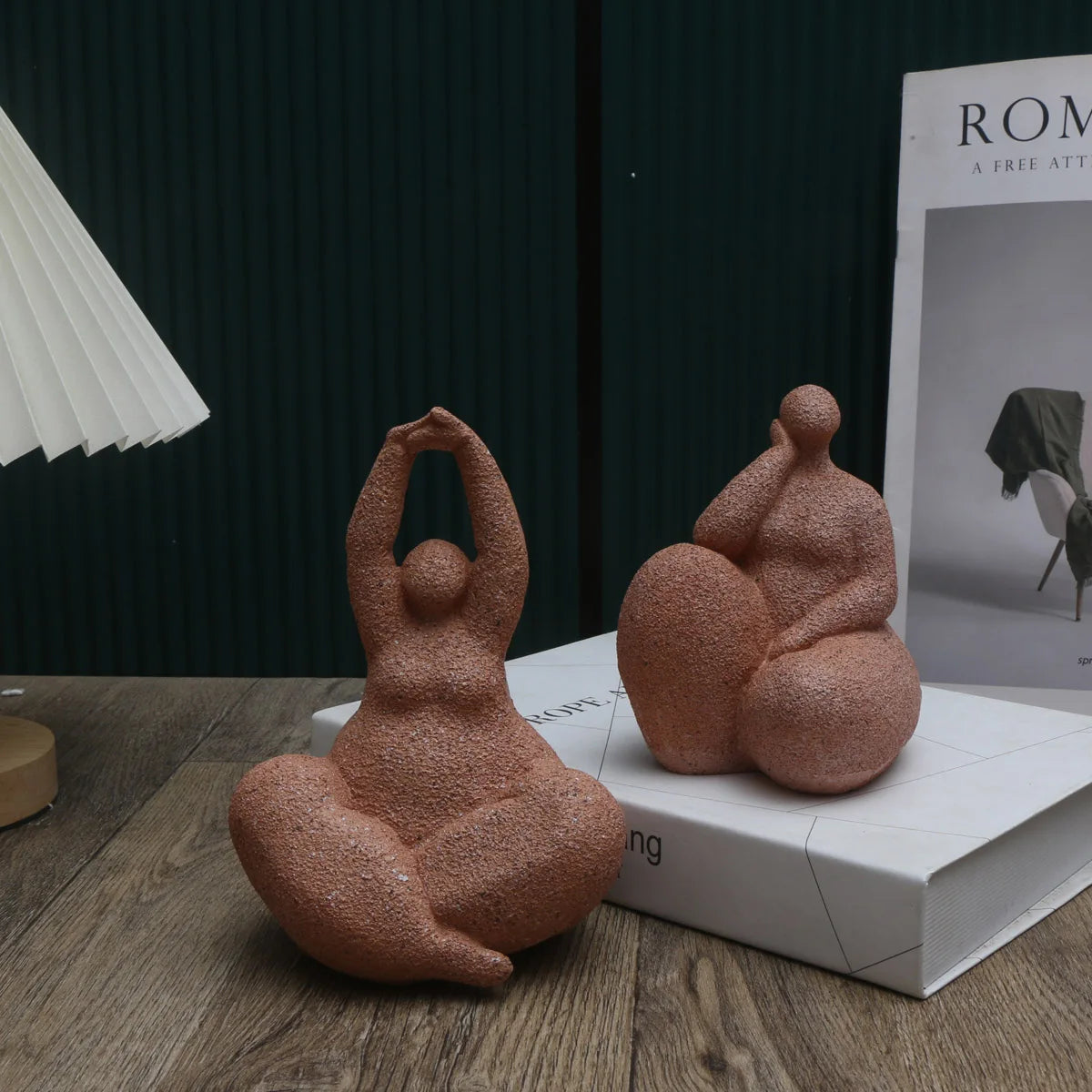 Sandstone Chubby Woman Statue – Abstract Handmade Tabletop Decor
