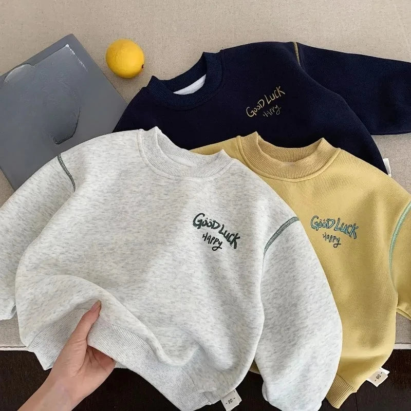 Children Sweatshirt 2025 Spring Autumn Boys Letter Printed Tops Toddler Kids Pullovers Casual Baby Hoodies