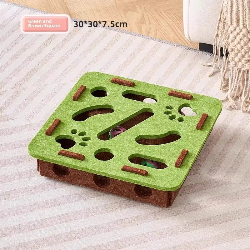 Cat Puzzle Toy Box – Interactive Felt Exercise Toy with Ball