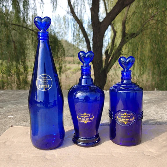 Blue Glass Water Bottle Cleaning Tool Ceeport Zero Limit Awakening Mind Pure Blue Glass Bottle Retro European Style Sealed Jar