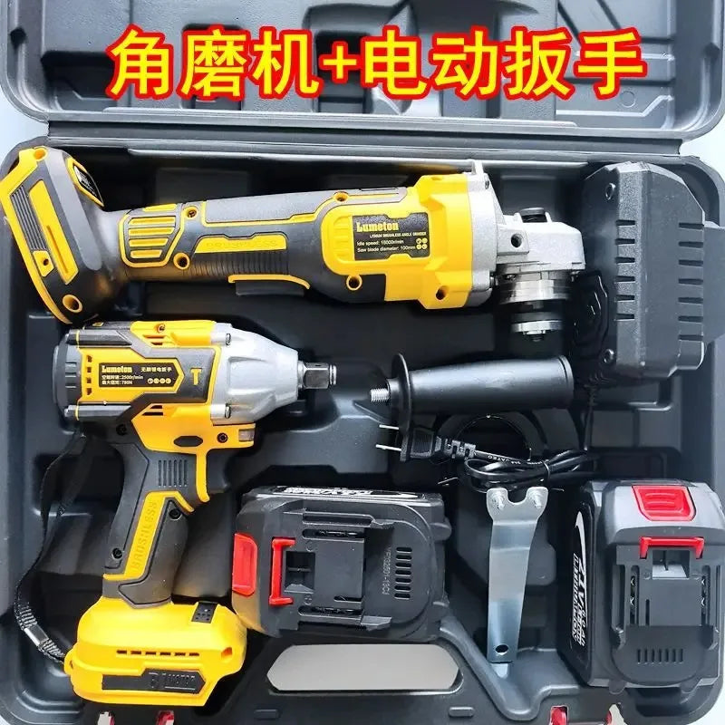 21V Brushless OEM Combination Tools Kit Electric Impact Drill Cordless Wrench Angle Grinder Hammer Drill Power Tool Set