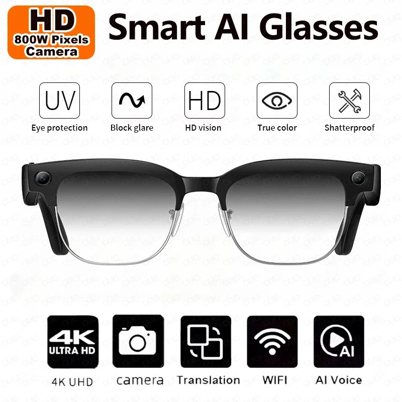 2026New Ultra AI Smart Glasses With 800W Camera GPT Sunglasses WIFI Transmission Bluetooth Call Video Music Player For Men Women