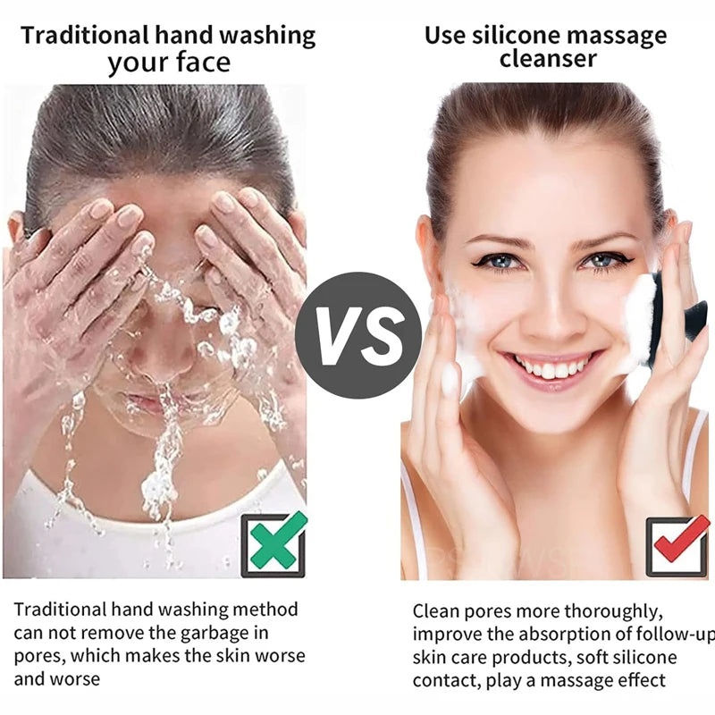 Silicone Body Scrubber Bath Wash Brush Exfoliating Body Brush Shower Face Scrubber Handle Wet & Dry Brushing for Man Women