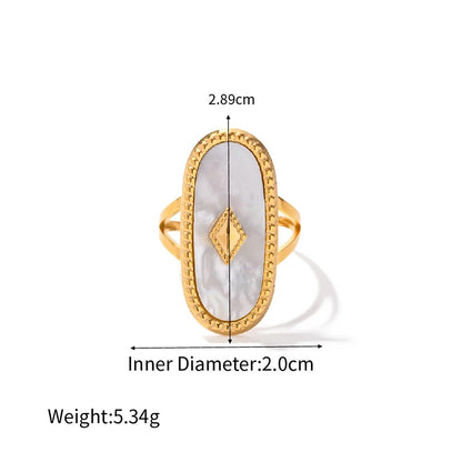 Trendy Women’s Wide Stainless Steel Stone Ring – Bohemian Vintage Style