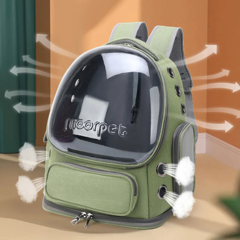 Astronaut Cat Backpack – Transparent Space Capsule Pet Carrier