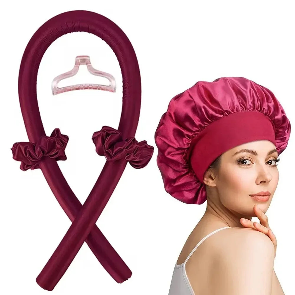 Heatless Curling Rod Night Cap – Soft Headband Hair Rollers for No-Heat Styling