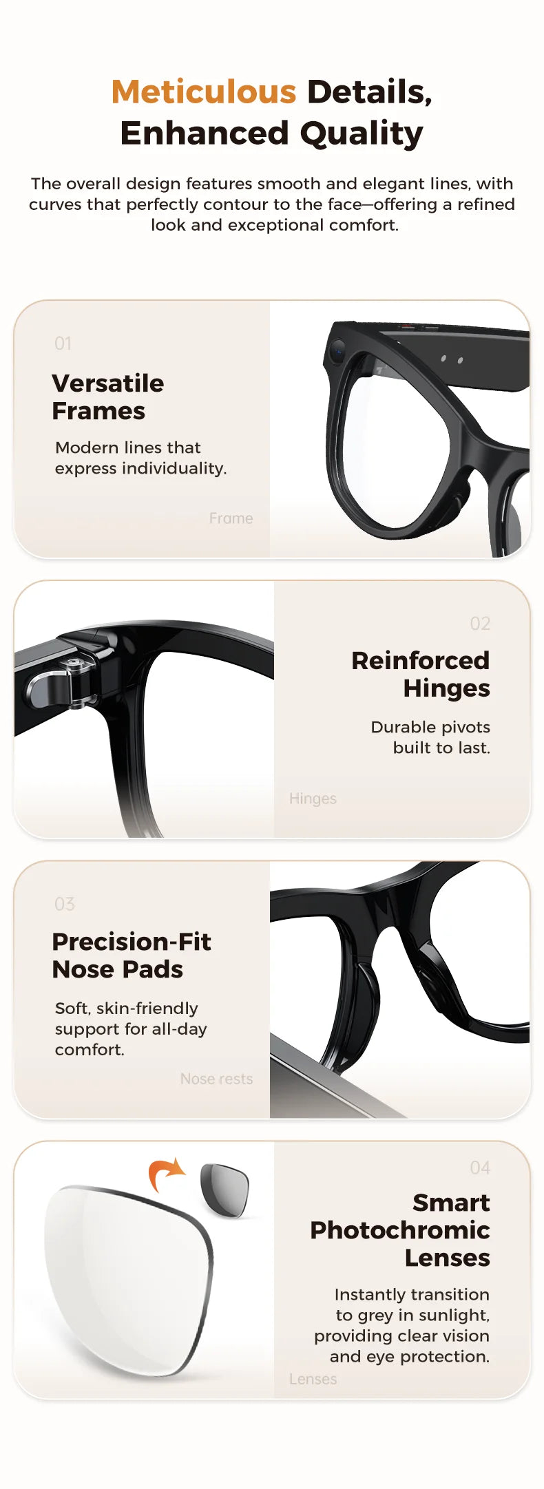 Study Travel Smart Glasses Men 800W Pixel Camera 4k Ultra HD 1080P Video Recording Take Photo AI Chat Music Call AI Glasses 2026