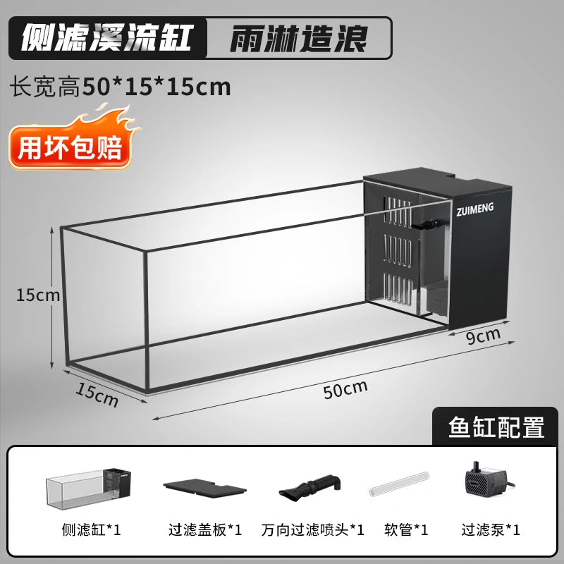 ‌Turtle Aquarium Tank - Fish & Turtle Hybrid Habitat with Stream Landscape, Luxury Villa Ecosystem for Home/Office