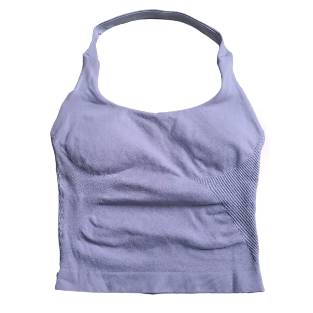 Women’s Strappy Gym Top – Padded Backless Yoga & Workout Tank
