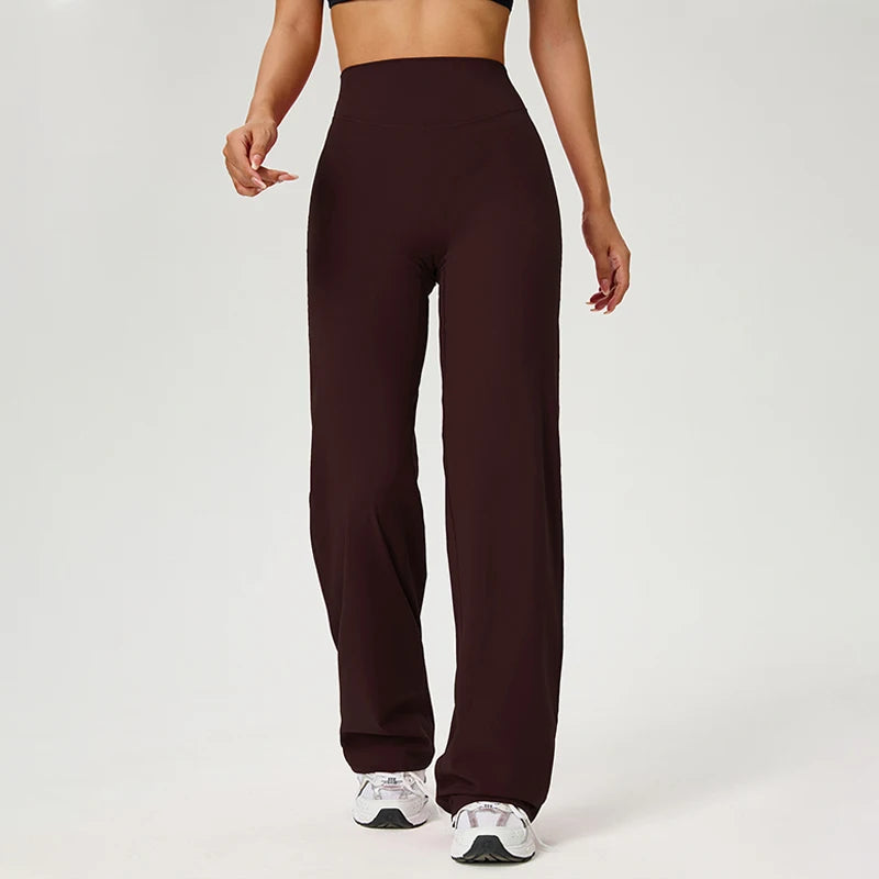 TRY TO BN Women's High Waisted Straight Leg Yoga Pants Gym Leggings Naked Feel Buttery Soft Breathable Running Workout Trousers