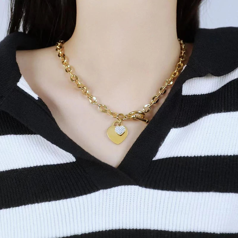 Gold-Plated Heart Pendant Necklace
