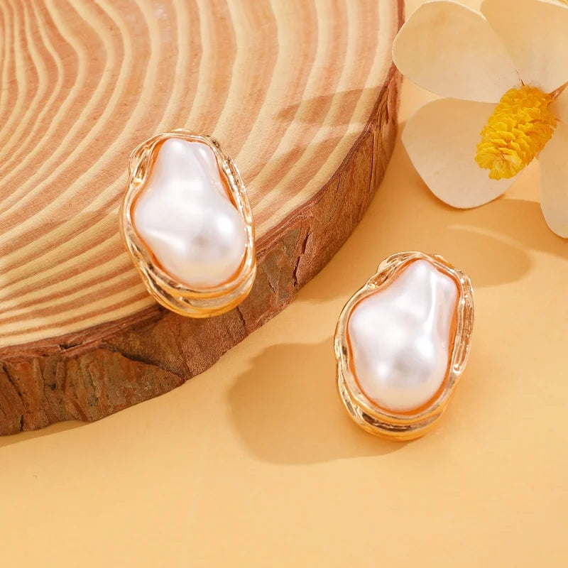 Trendy Baroque Pearl Necklace, Bracelet & Ring Set – Wedding & Party Jewellery for Women