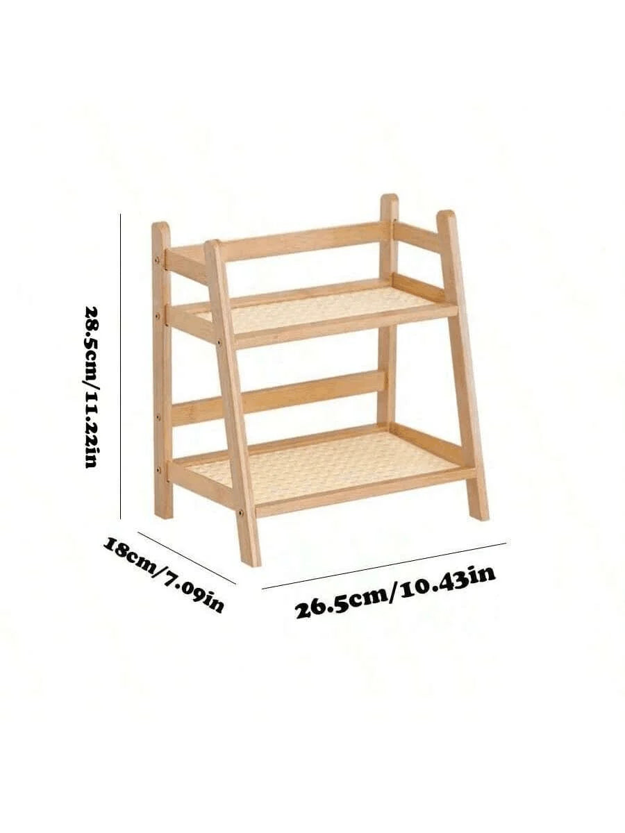 2 Tier Bamboo Countertop Organizer Multipurpose Coffee Cup Holder Storage Shelf for Kitchen Bathroom Vanity Home