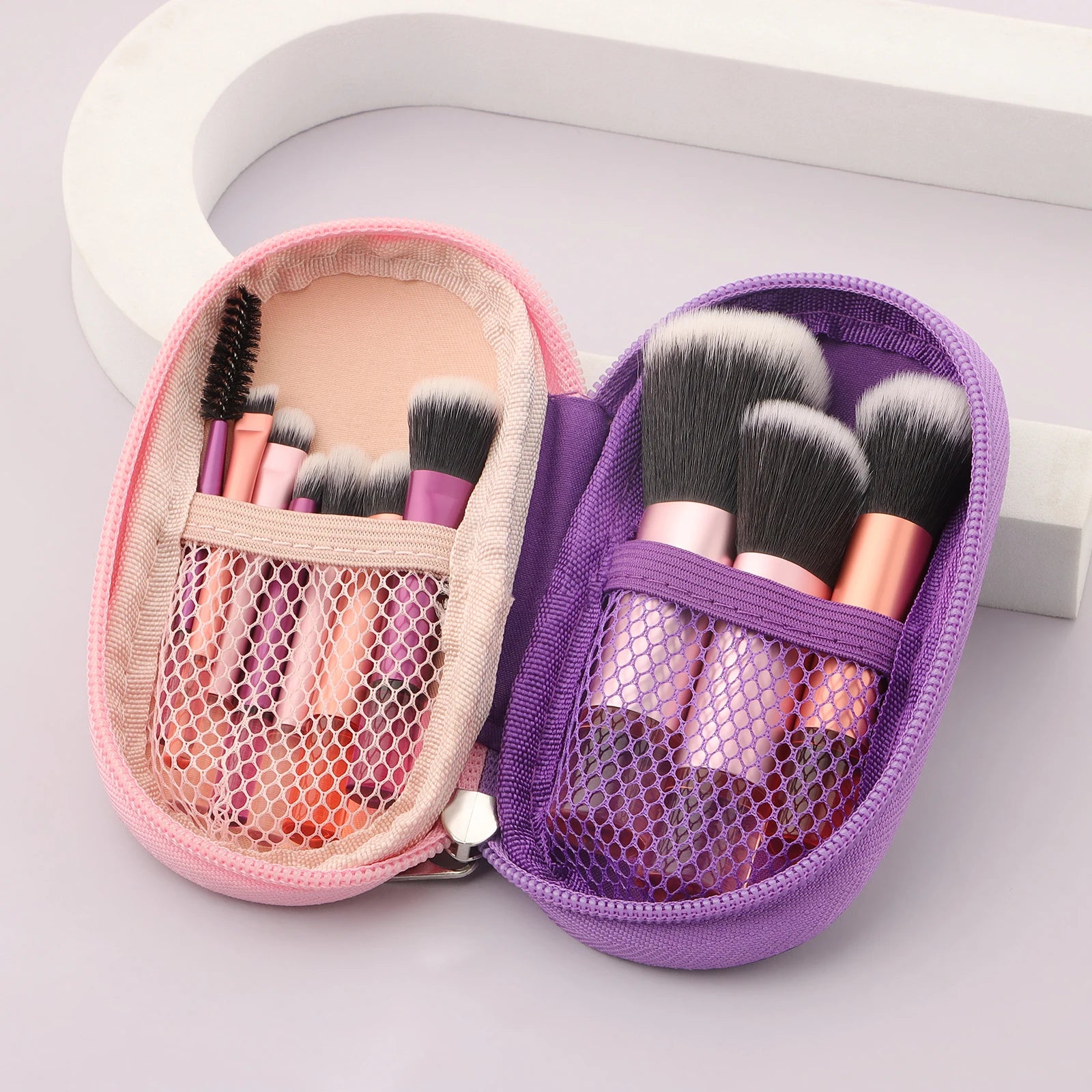 10-Piece Mini Makeup Brush Set with Travel Bag