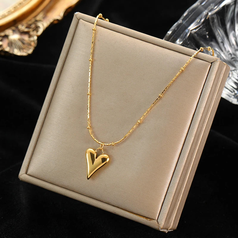 Gold-Plated Heart Pendant Necklace