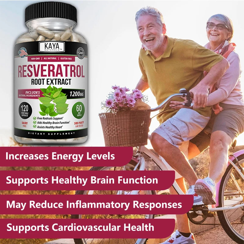 Resveratrol Capsules – Antioxidant & Circulatory Support, Non-GMO, 30/60/120 Caps