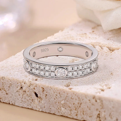 Moissanite Wedding Ring & Bracelet Set for Women – 18K Rose Gold Plated Silver