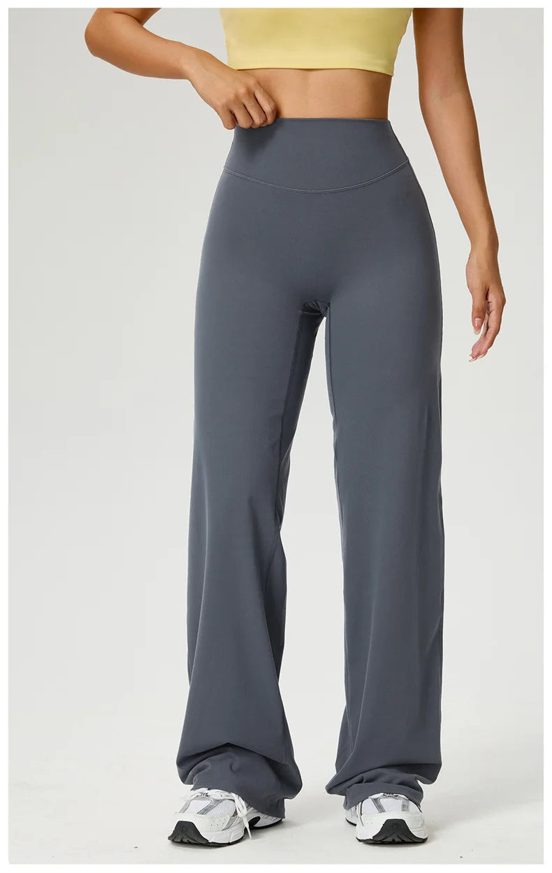 TRY TO BN Women's High Waisted Straight Leg Yoga Pants Gym Leggings Naked Feel Buttery Soft Breathable Running Workout Trousers
