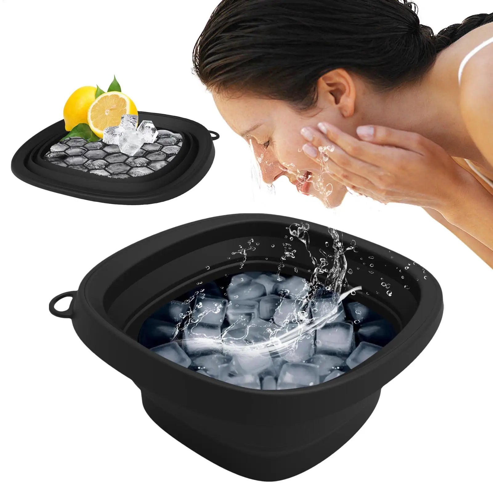 Foldable Face Ice Bath Bowl – Portable Silicone Cold Therapy Washbasin for Facials