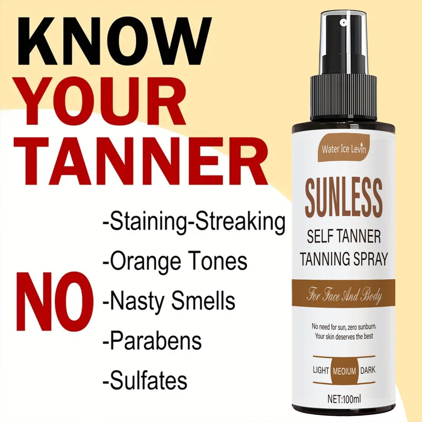 Natural Self-Tanning Spray – Brown Glow Formaldehyde-Free Quick-Action Unisex