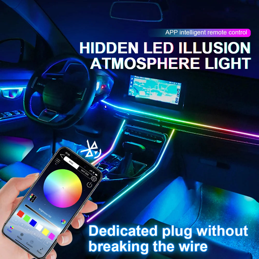 RGB Car Ambient Lights Kit – 64 Color Bluetooth LED Strip Set