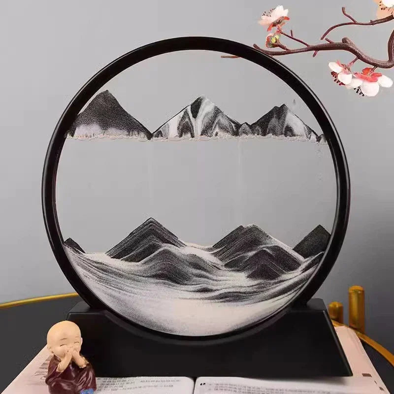 3D Moving Sand Art Picture – Round Glass Decor