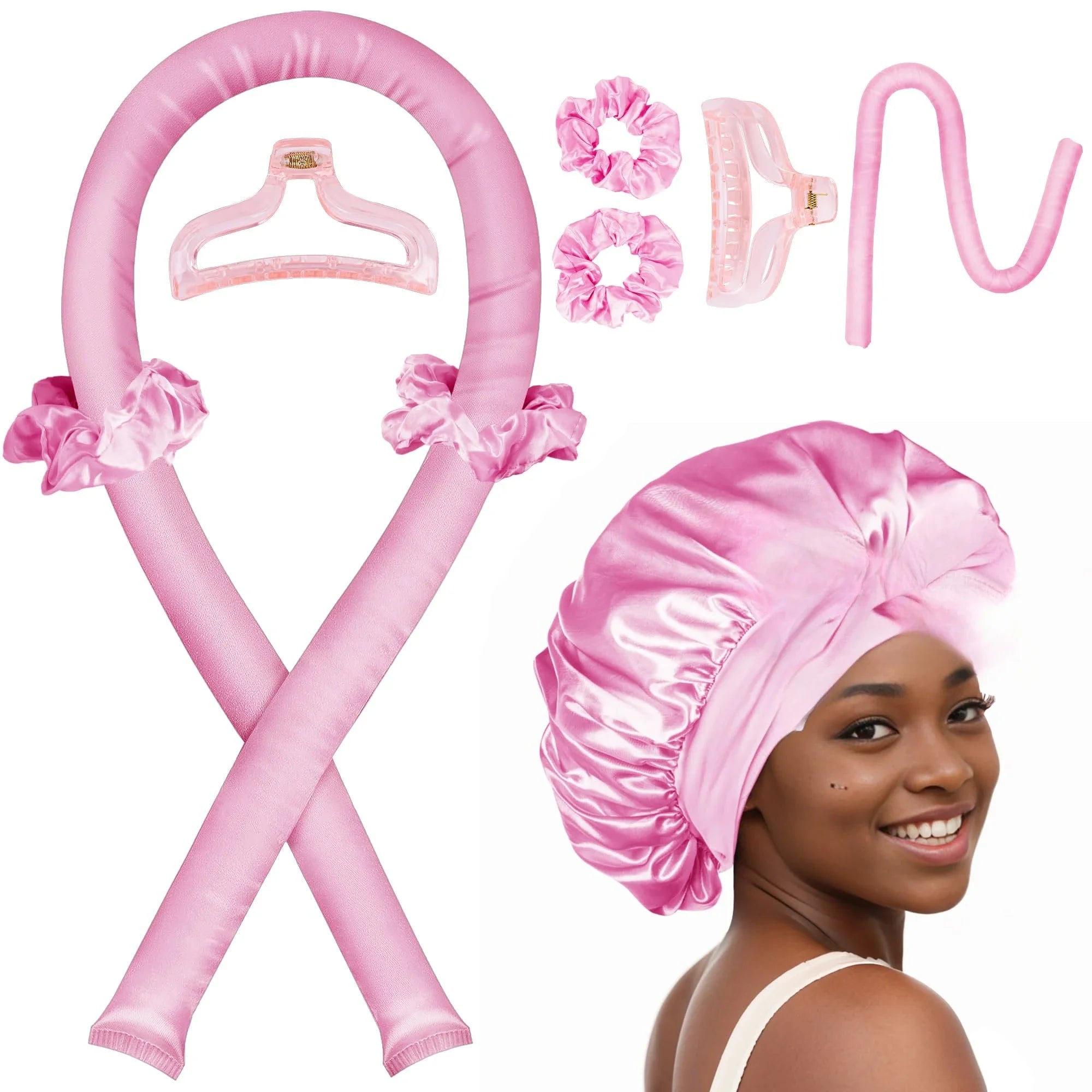 Heatless Curling Rod Night Cap – Soft Headband Hair Rollers for No-Heat Styling