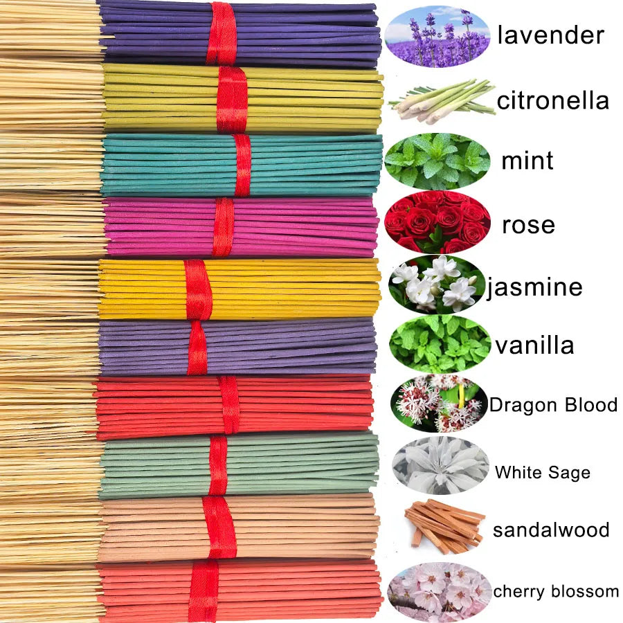 7 Sets of 140 Incense Sticks, Available in Four Seasonal Sets: Rose, Lavender, Sandalwood, Jasmine, Mint, Cherry Blossom, Herbal and Dragon Bloodwood, Each Pack Contains 20 Sticks, Suitable for Home, Office, Yoga, Meditation,