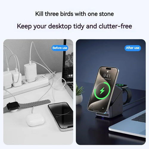 4 in 1 Magnetic Wireless Charger – 15W Rotating Charging Stand