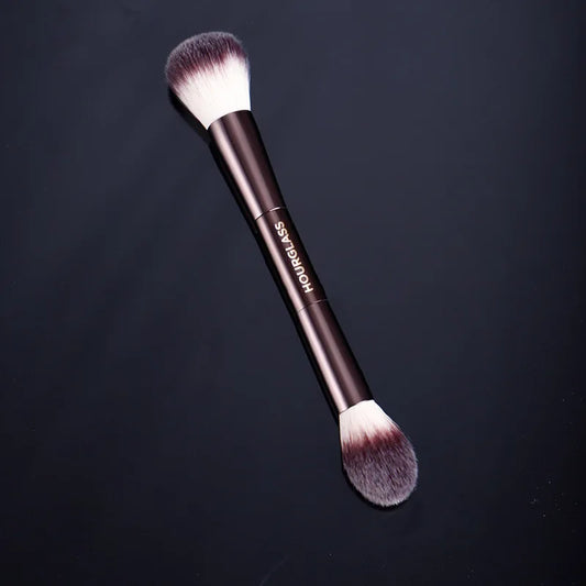 Double-Ended Makeup Brush for Powder & Blush with Metal Handle and Storage Box