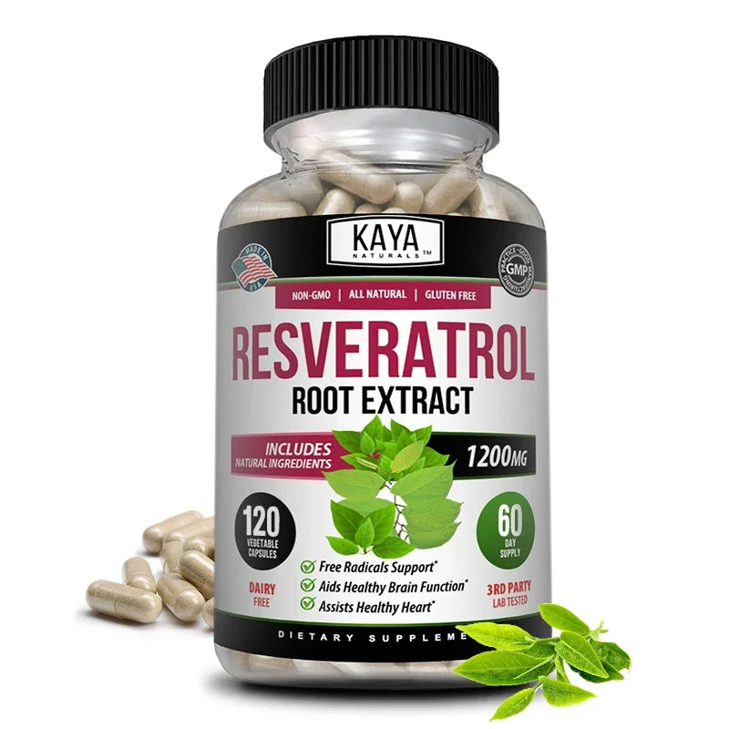Resveratrol Capsules – Antioxidant & Circulatory Support, Non-GMO, 30/60/120 Caps