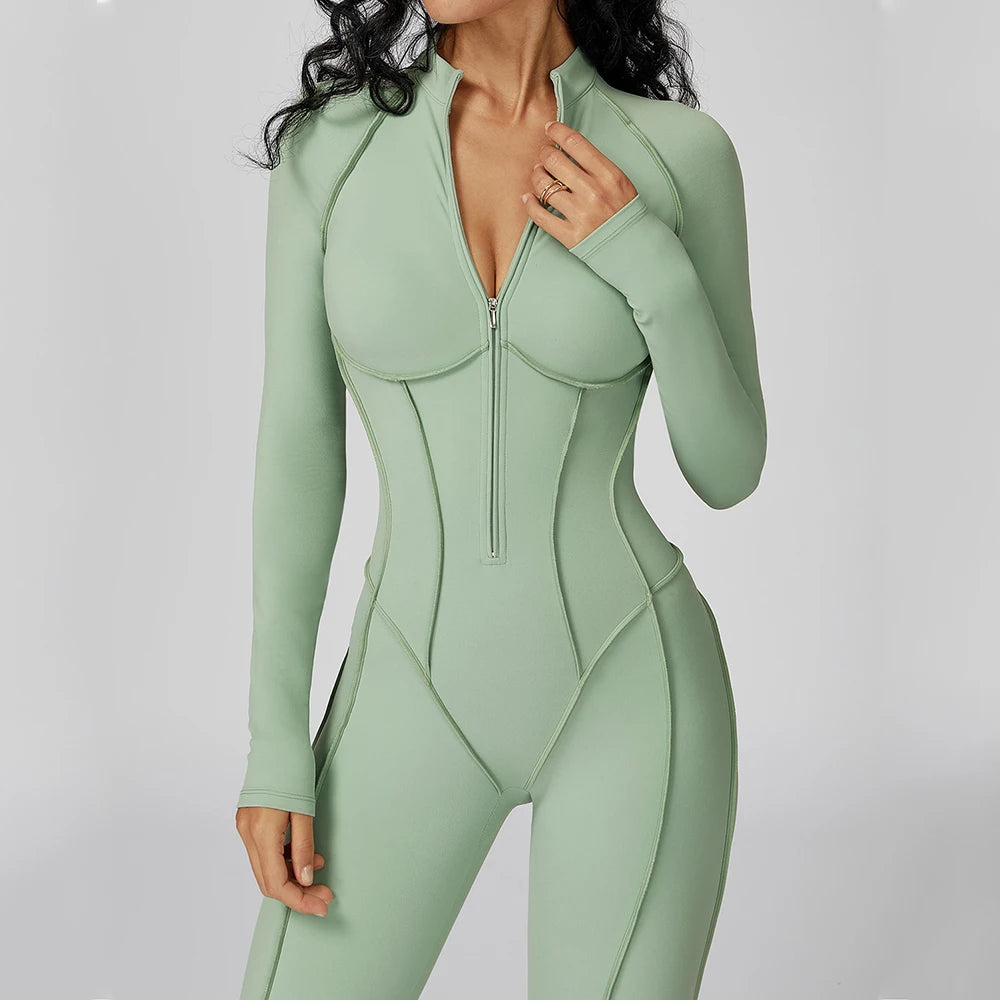 Women's Long Sleeve Yoga Bodysuit – High-Intensity Gym & Fitness Jumpsuit