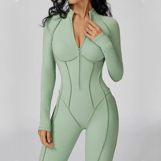 Women's Long Sleeve Yoga Bodysuit – High-Intensity Gym & Fitness Jumpsuit