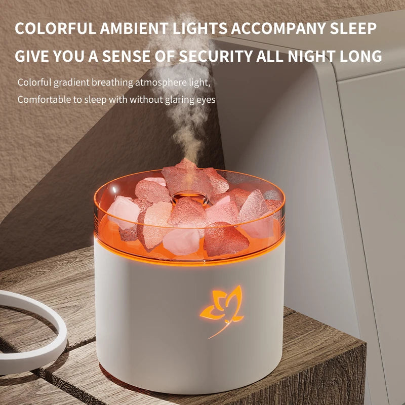 Crystal Salt Stone Aromatherapy Machine Colorful Atmosphere Lamp Atomization Humidification Suitable for Office and Bedroom