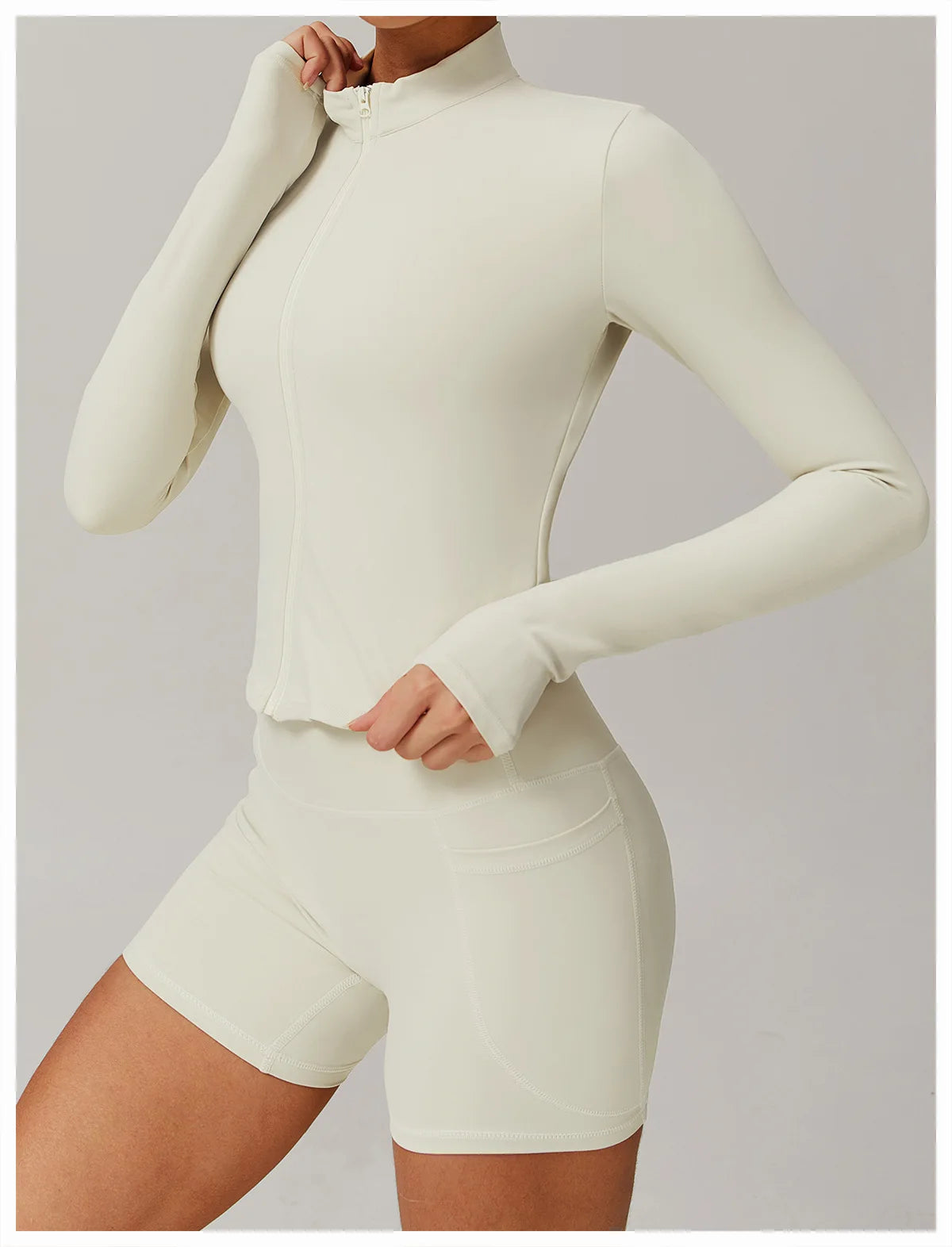 Women’s Slim Fit Zipper Jacket – Long Sleeve Fast-Dry Yoga & Fitness Top