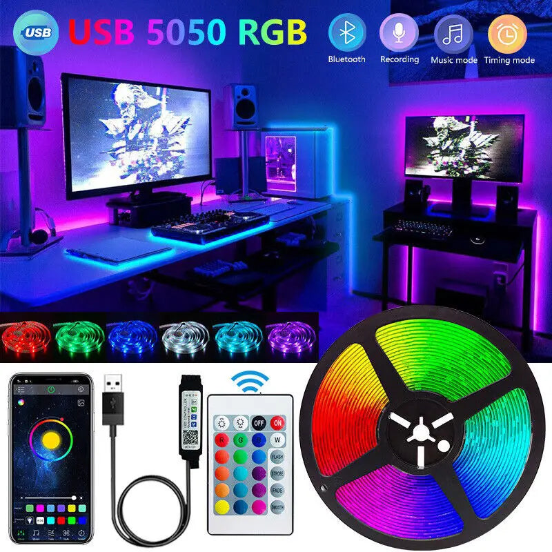 Smart Bluetooth RGB LED Strip Lights with App & Remote